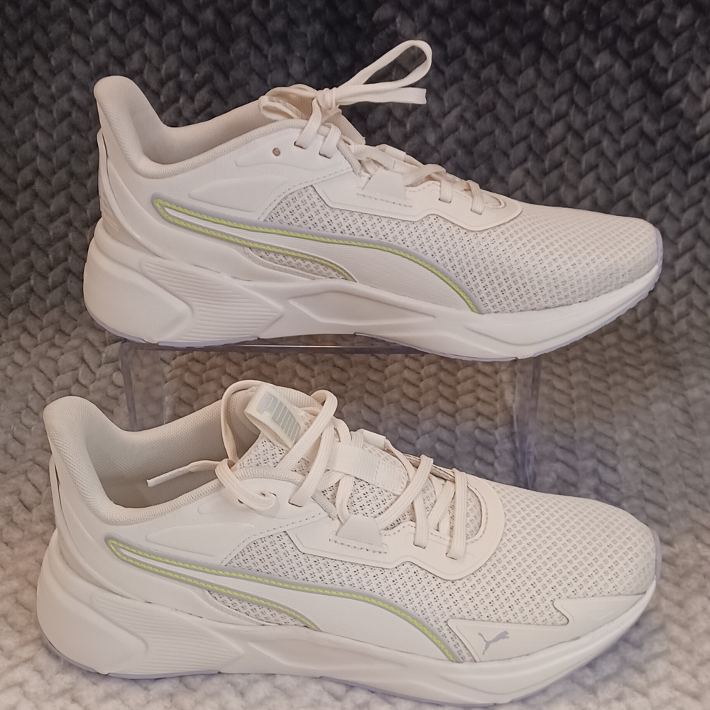 Puma Cream Sneakers with Green Accents‎